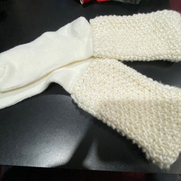New White/Gold Metallic Fairy Boho Angel Balletcore Cuff Highs Socks Size 8-9 W - Picture 1 of 5